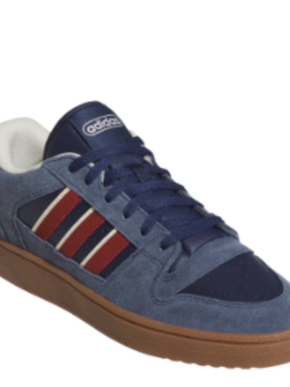 adidas Navy Suede Sneakers with Red and White Stripes